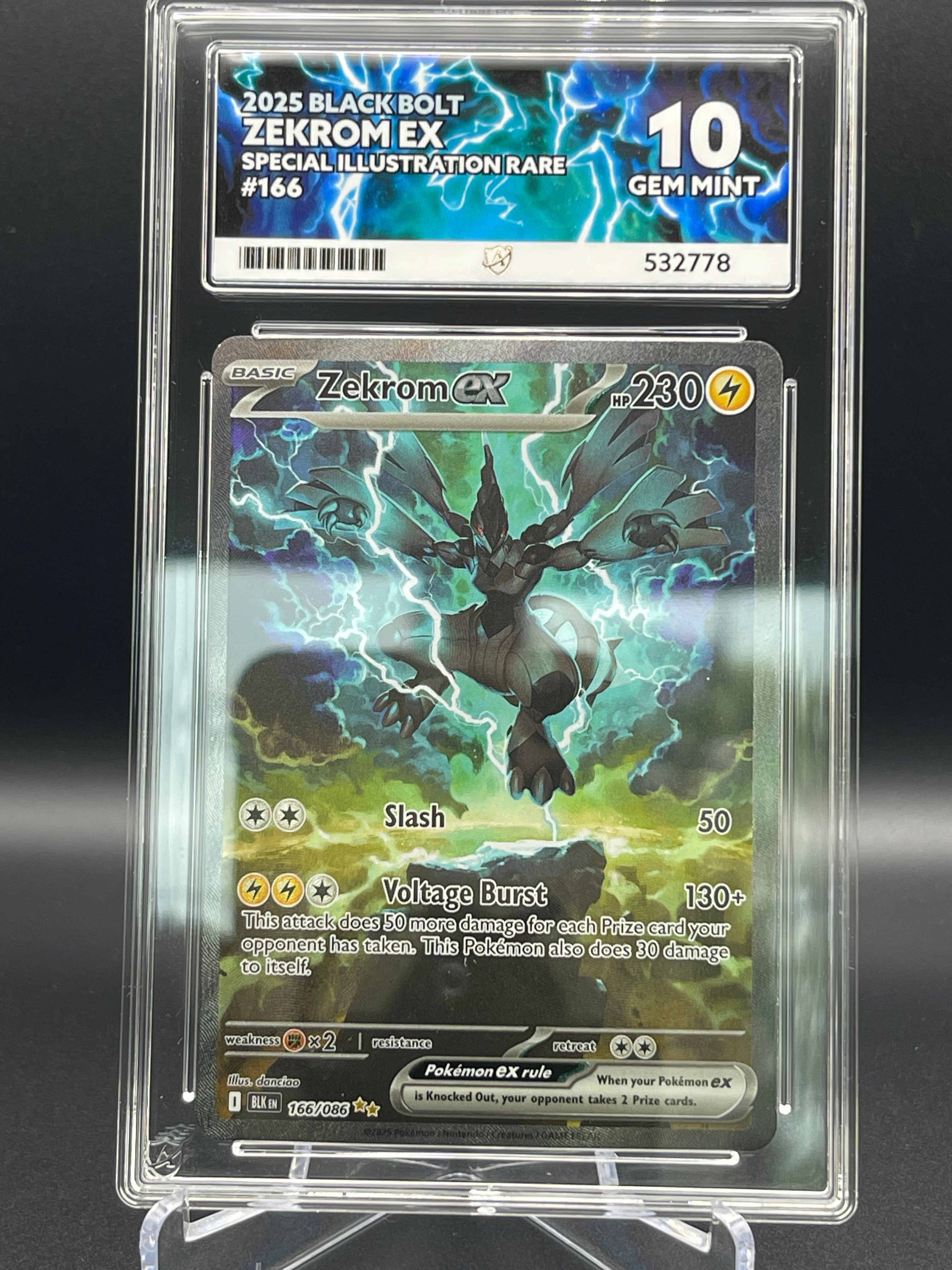 Ace Grading 10 Gem Mint Zekrom 166/086 Card Vault TCG Ace Grading 10 Gem Mint Zekrom 166/086 Card Vault TCG