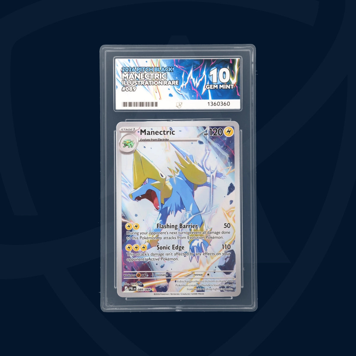 ACE GRADED 10 GEM MINT Manectric 089/084 Pitch Black Pokemon