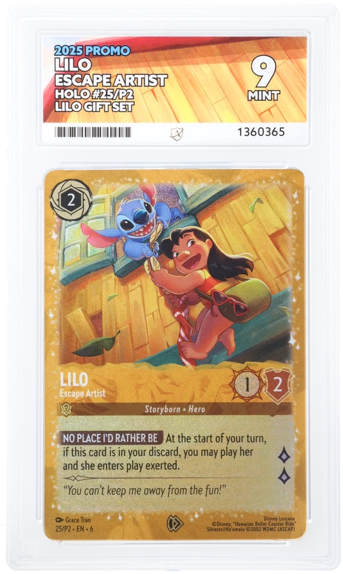ACE GRADED 9 MINT Lilo Escape Artist 25/P2 Archazia's Disney Lorcana