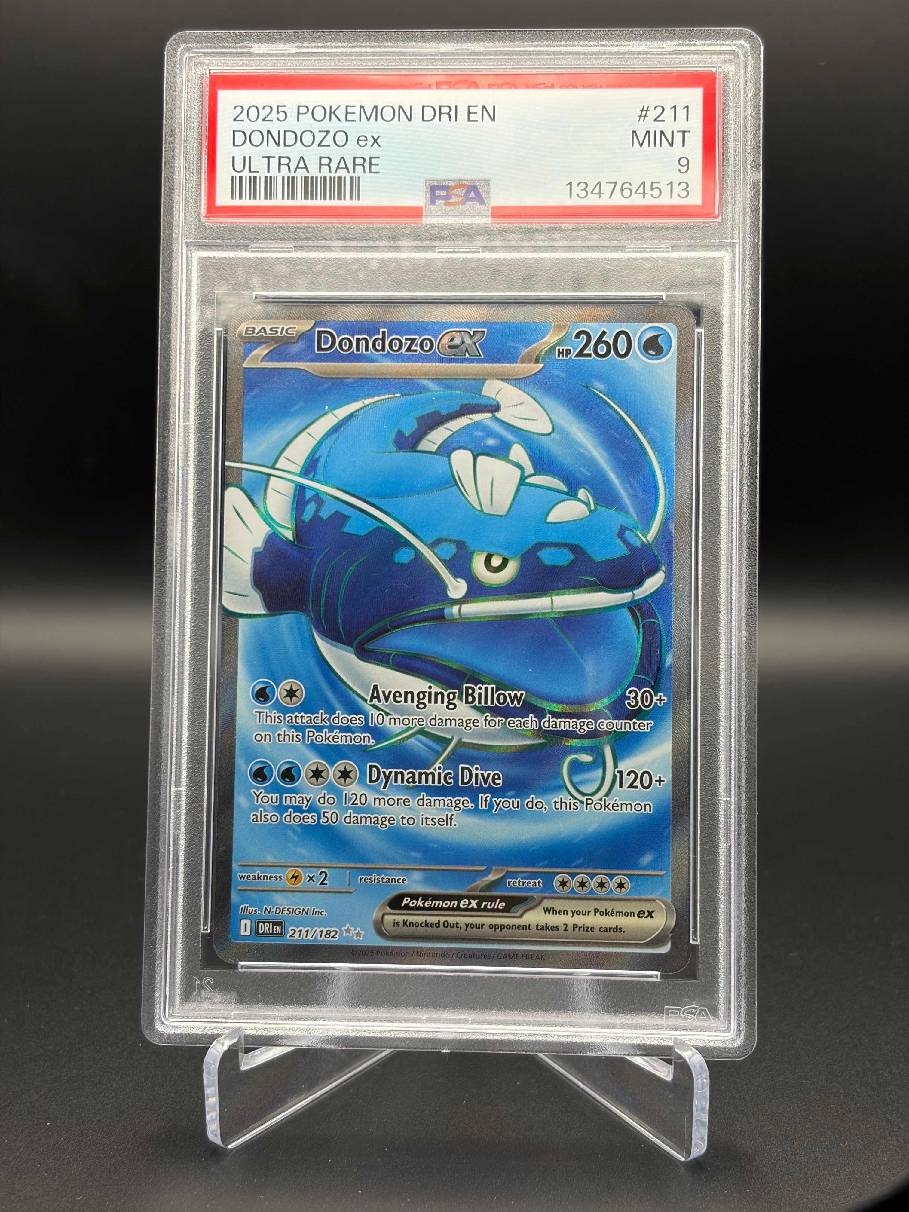 PSA 9 MINT Dondozo EX 211/182 Destined Rivals