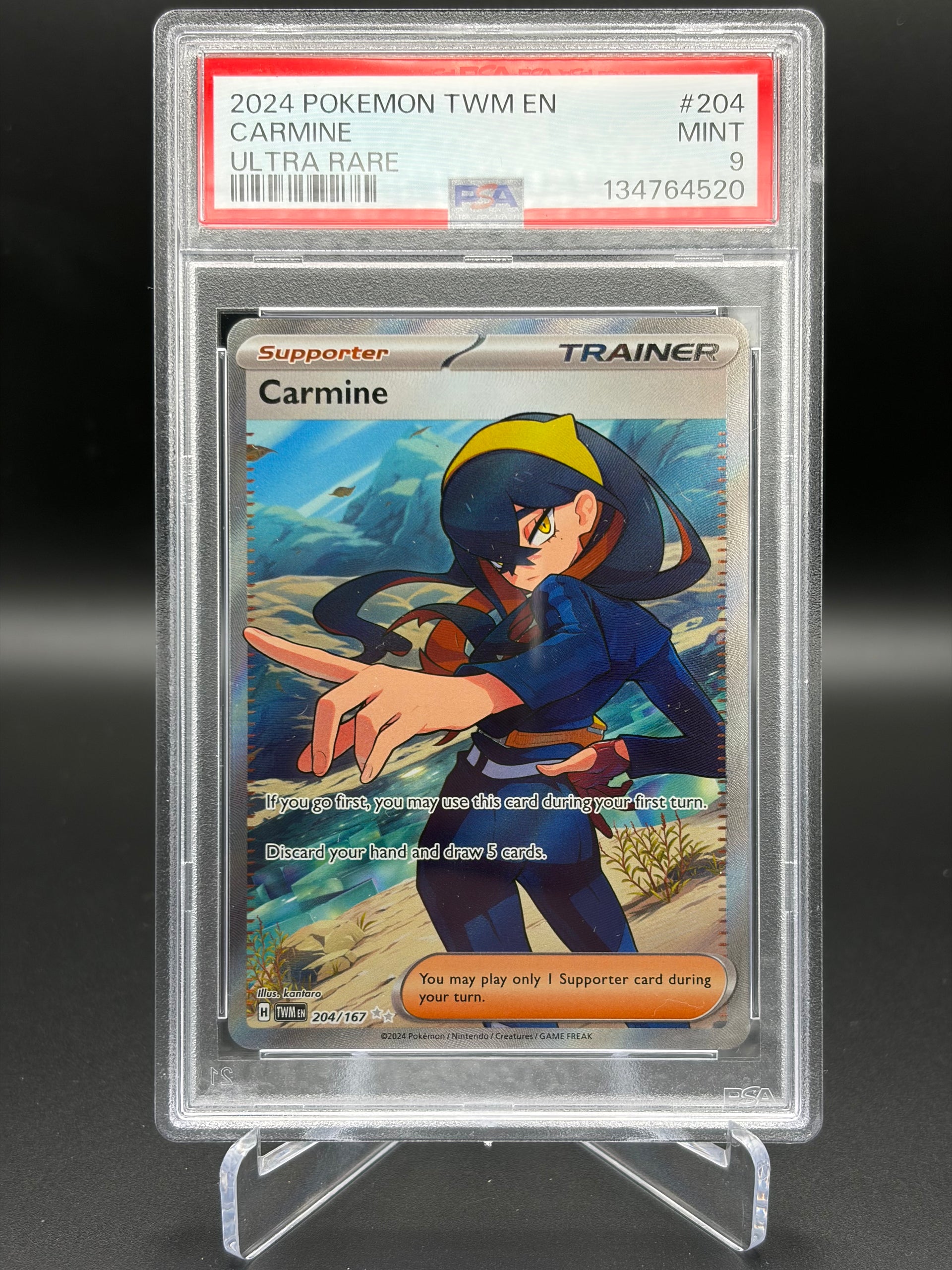 PSA 9 MINT Carmine 204/167 Pokémon Twilight Masquerade
