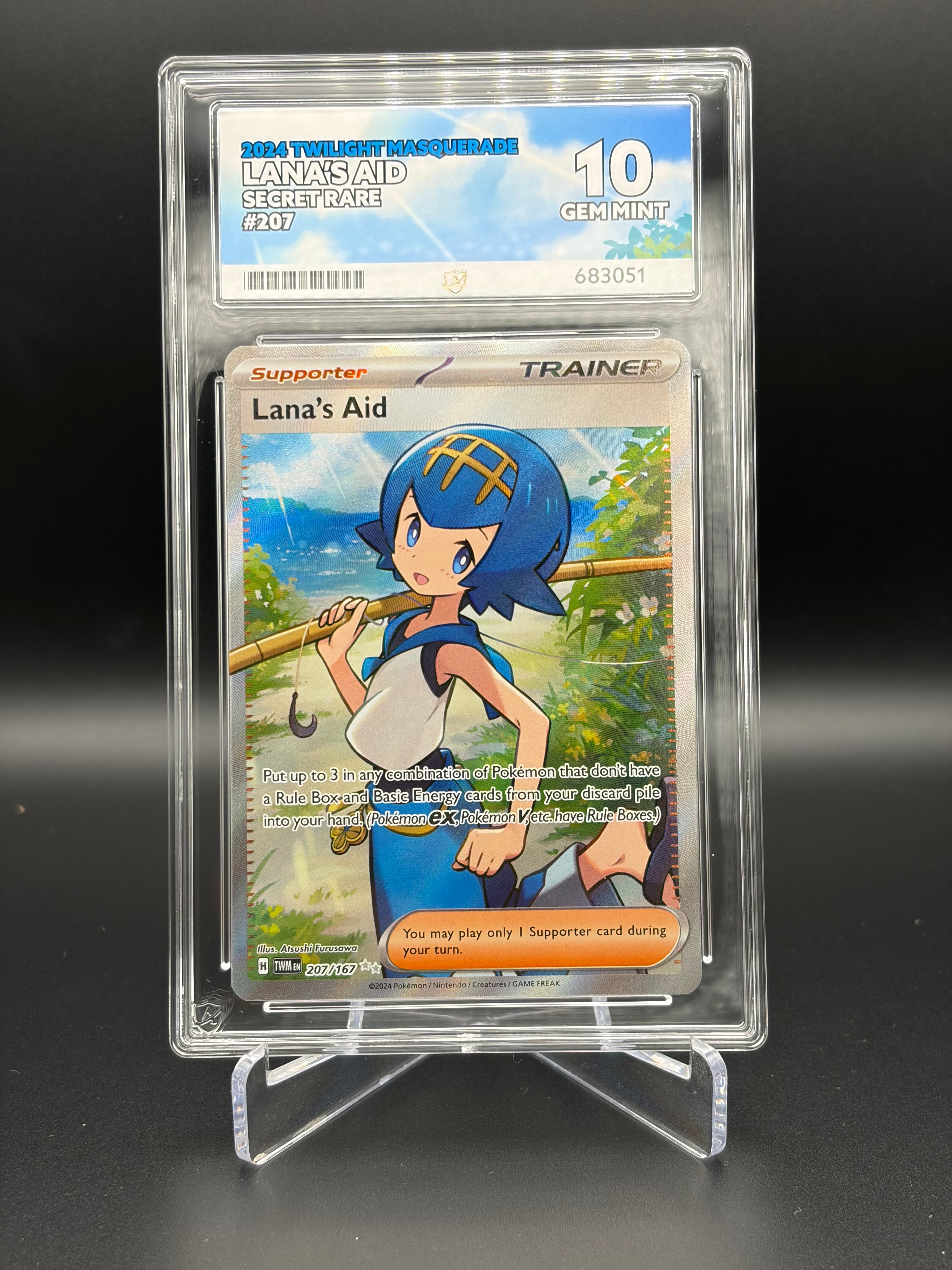 ACE GRADED 10 GEM MINT Pokémon Lana's Aid Twilight Masquerade 207/167