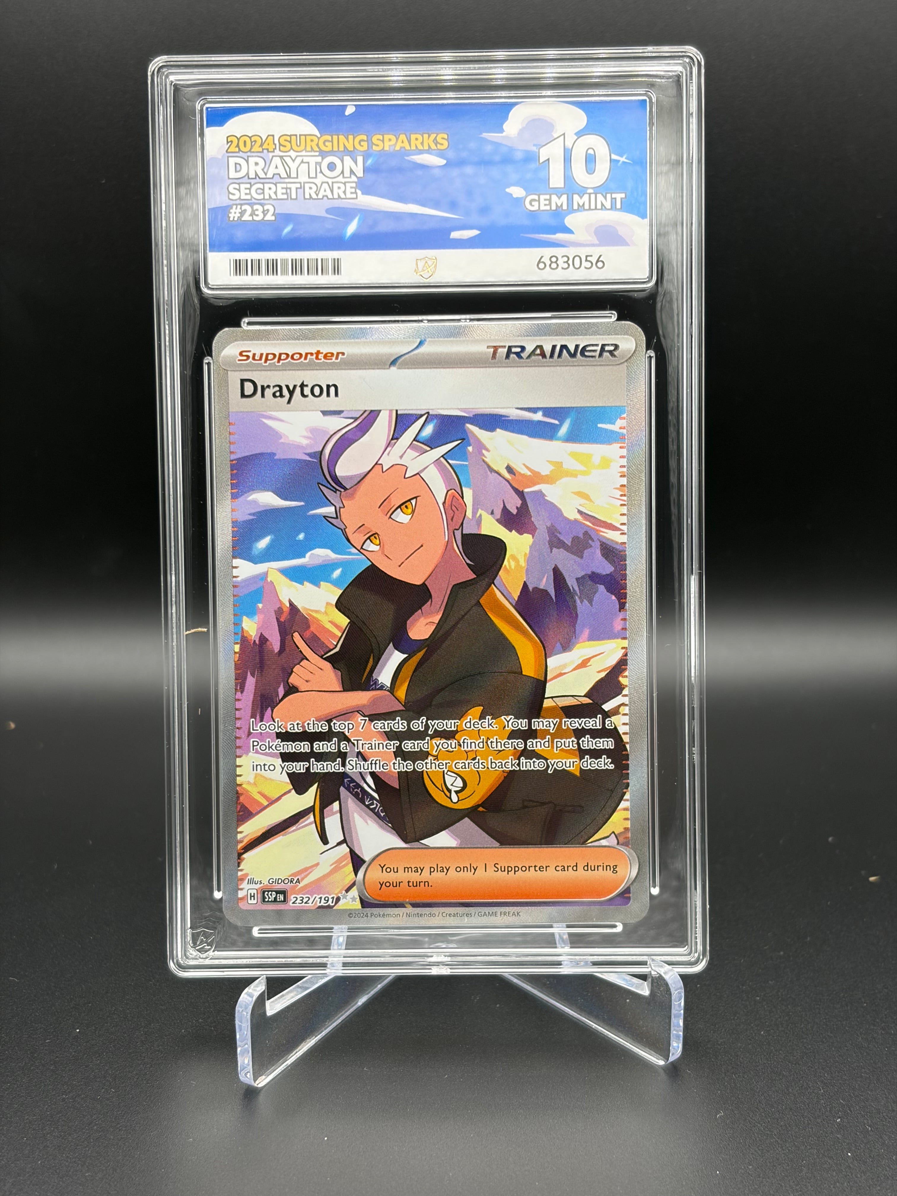 ACE GRADED 10 GEM MINT Pokemon Drayton #232 Surging Sparks