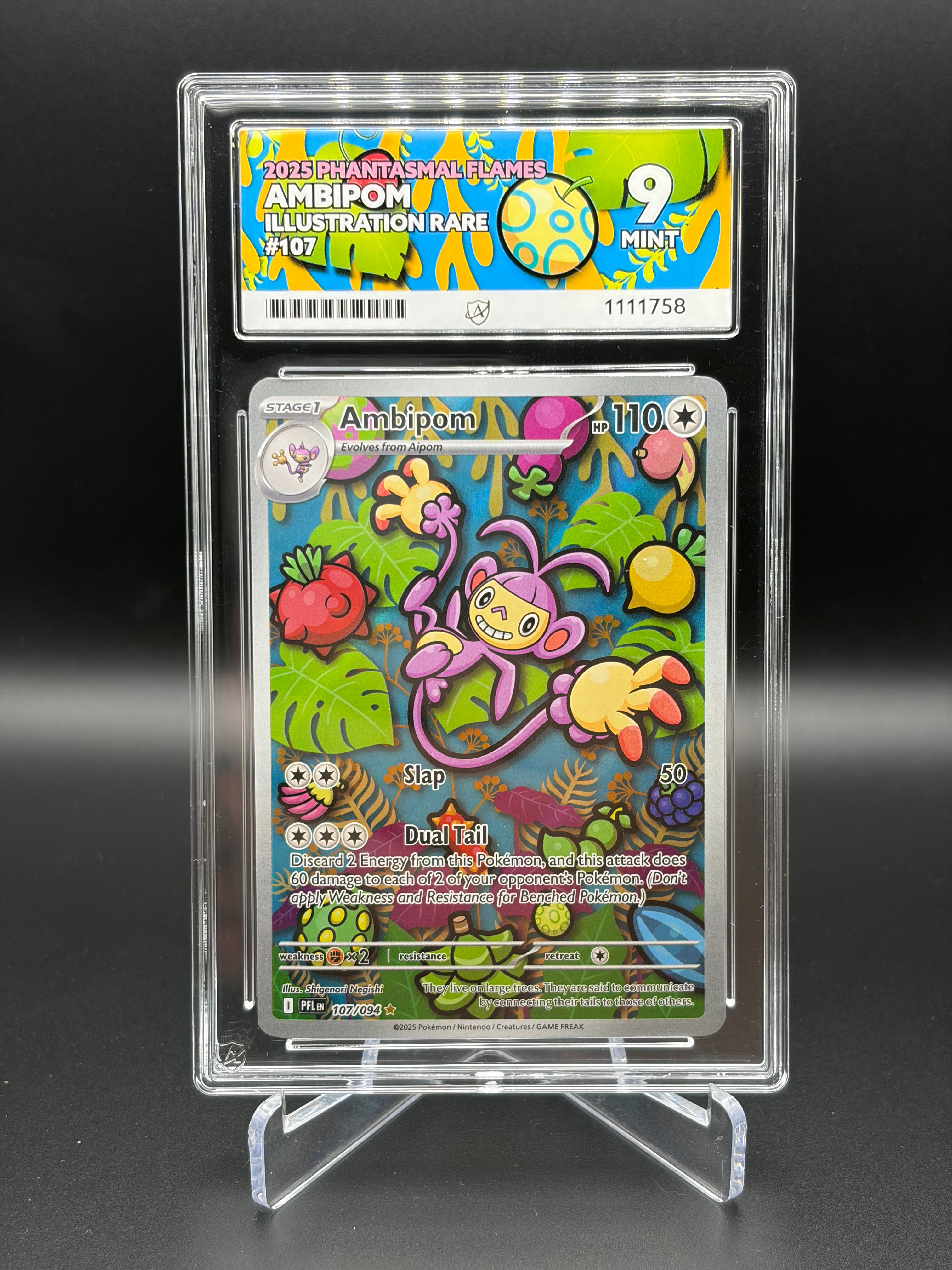 ACE GRADED 9 MINT Ambipom 107/094 Phantasmal Flames