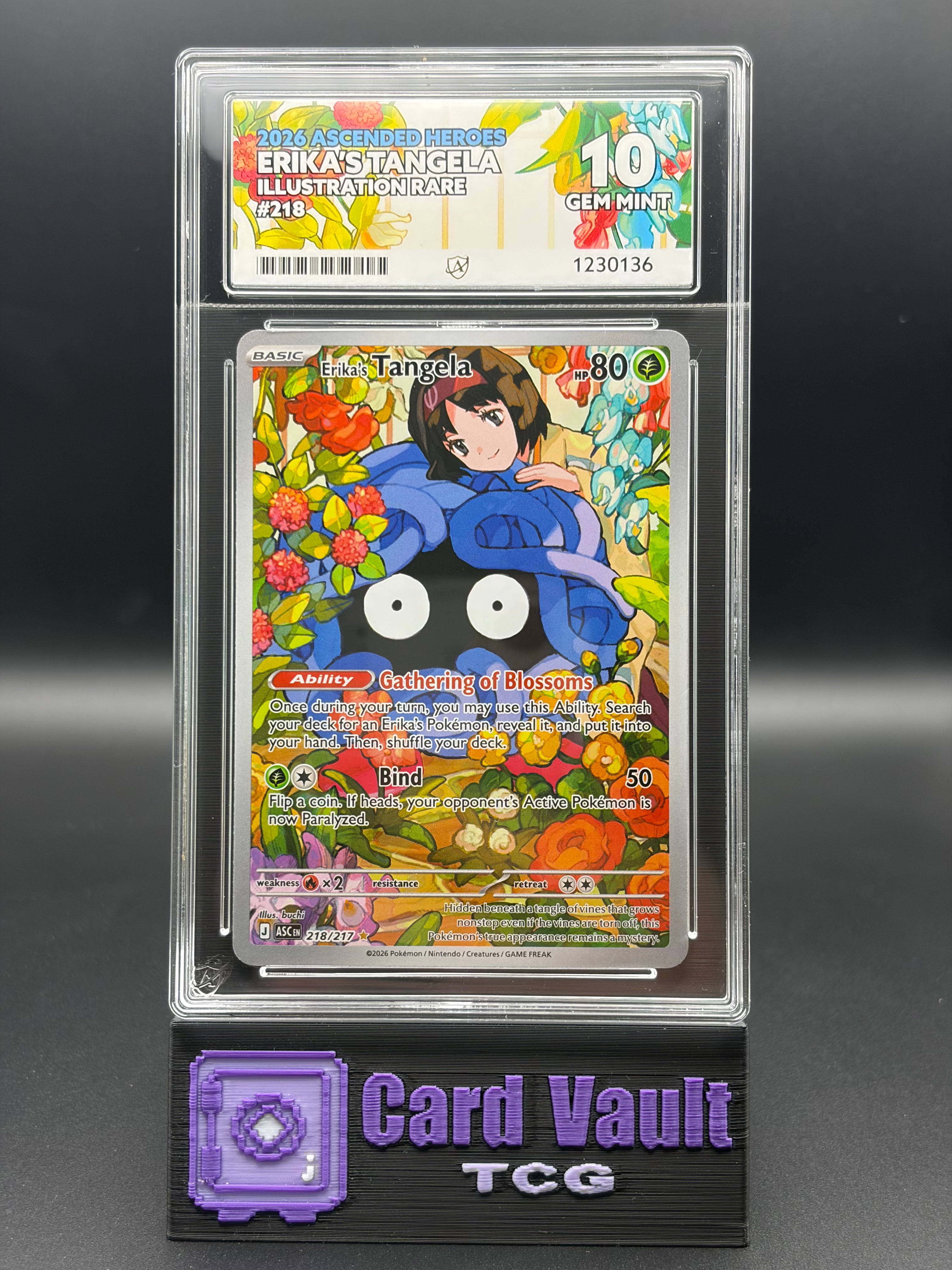 Ace Graded 10 Gem Mint Perfect Sub Grades Pokémon TCG Erika's Tangela 218/217