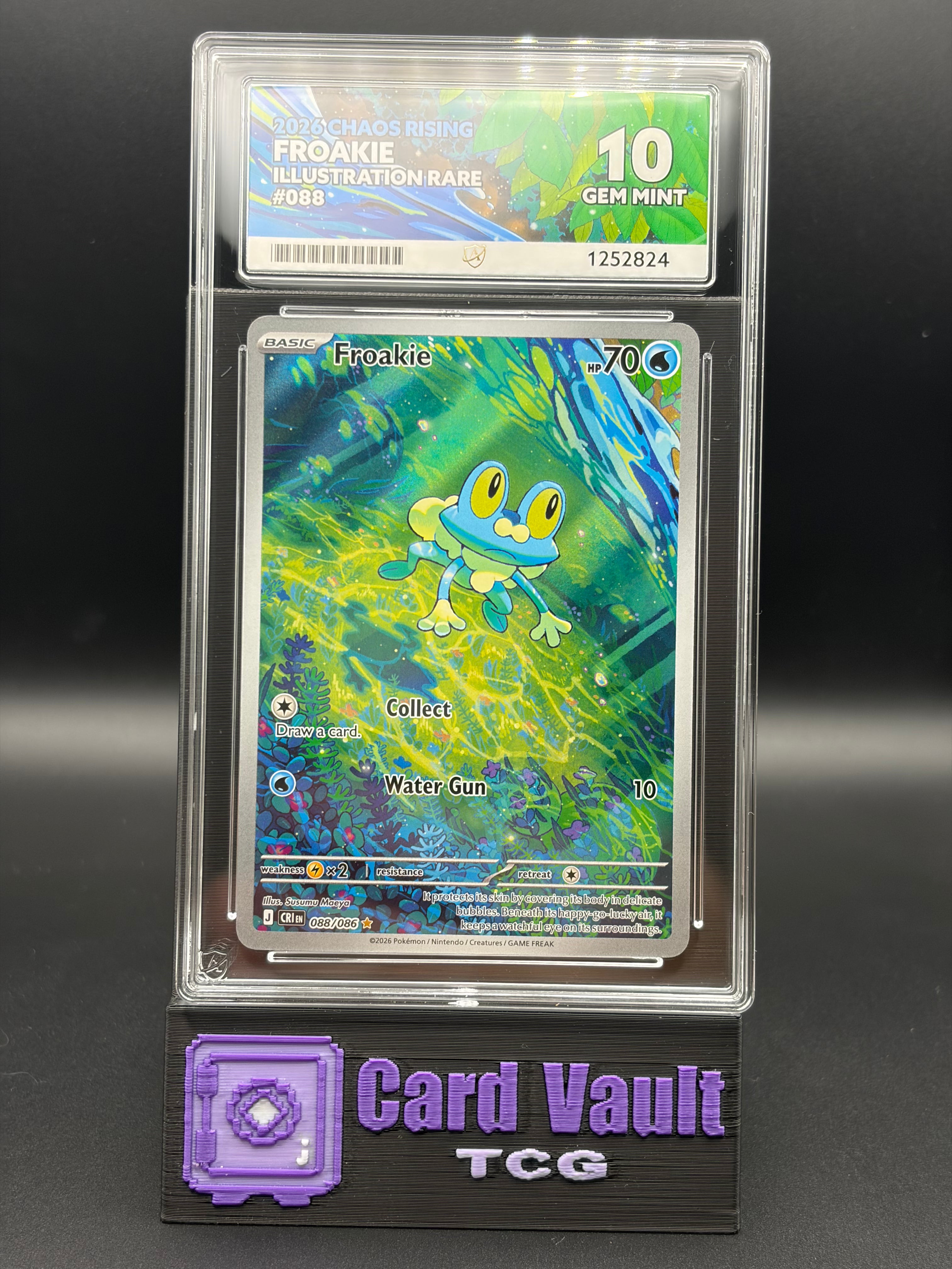 ACE GRADED 10 Gem Mint Perfect Sub Grades Pokemon Froakie 088/086 Chaos Rising