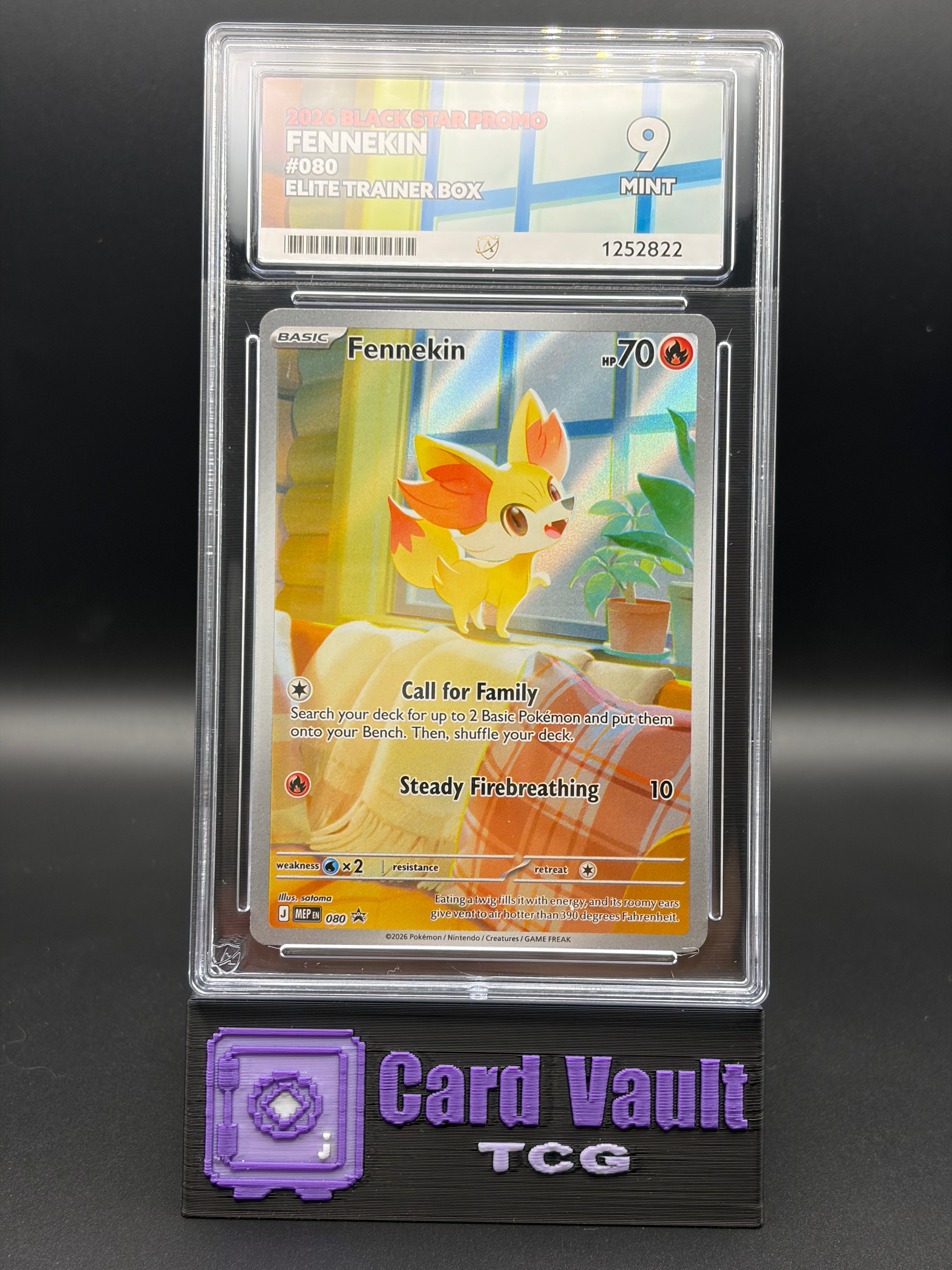 Ace Graded 9 Mint - Pokemon - Fennekin 080 - Black Star ETB Promo
