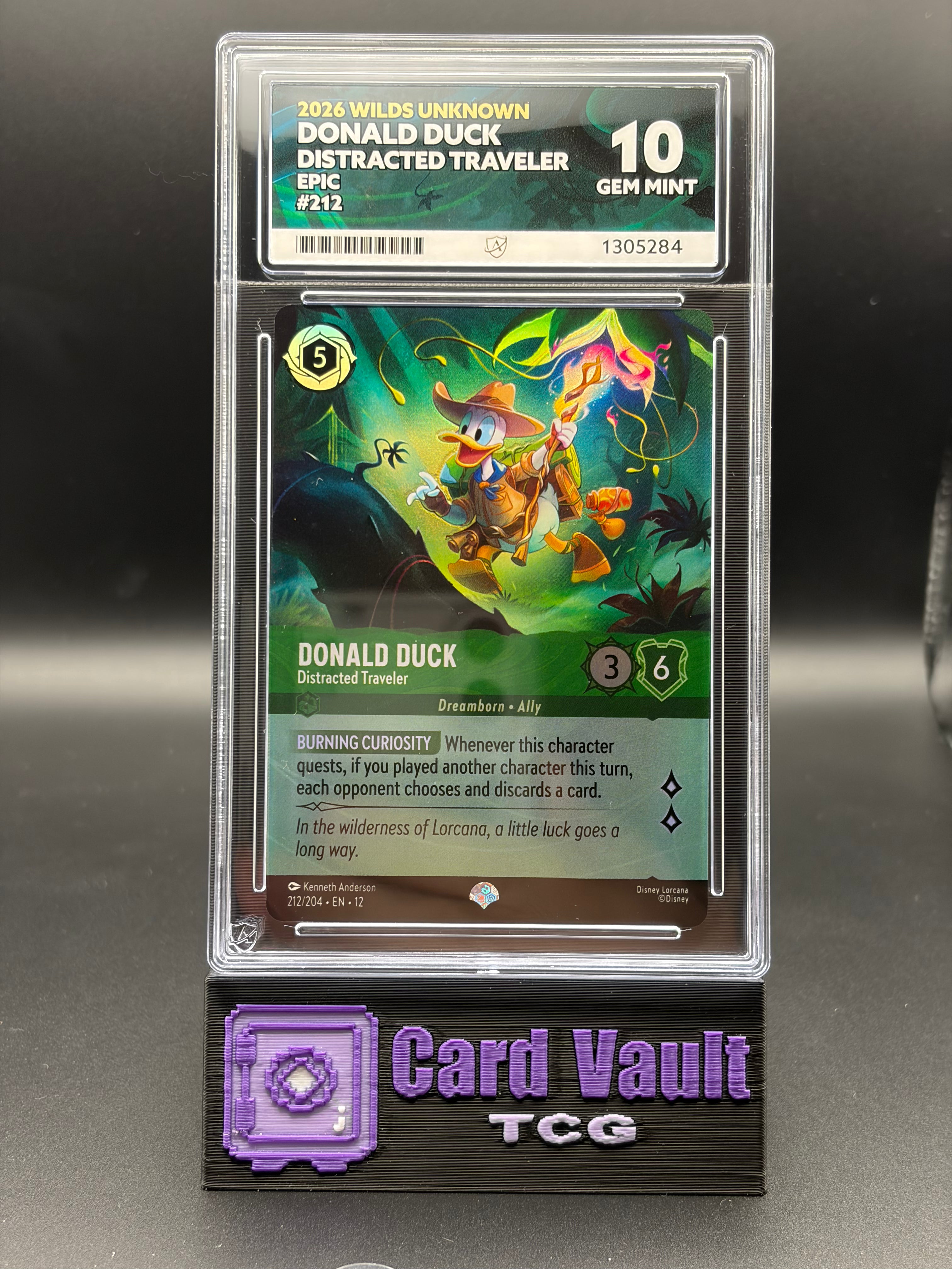 ACE GRADING 10 GEM MINT Disney Lorcana Donald Duck 212/204 Epic Wilds Unknown