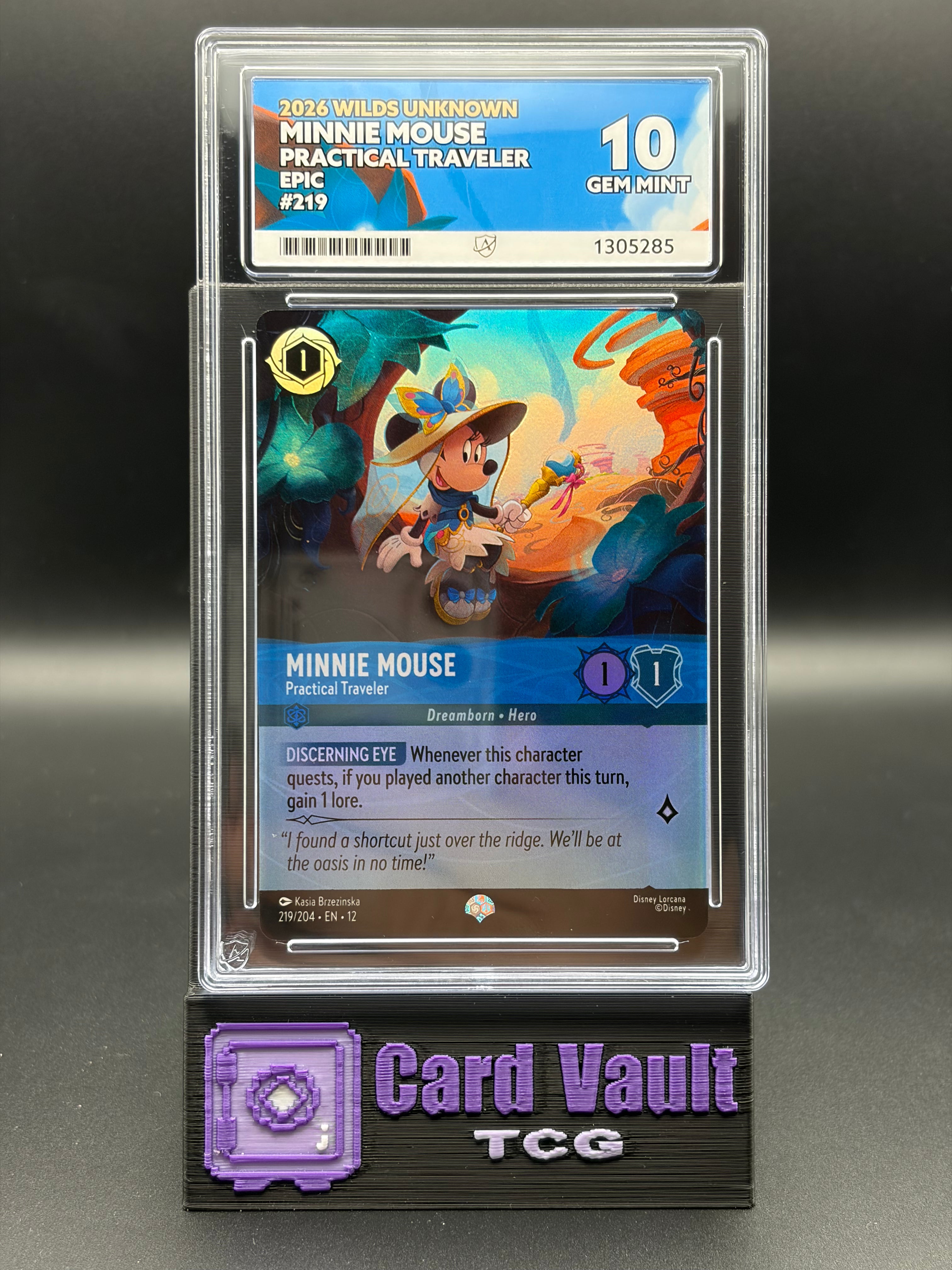 ACE Grading 10 Gem Mint Disney Lorcana Minnie Mouse 219/204 Epic Wilds Unknown