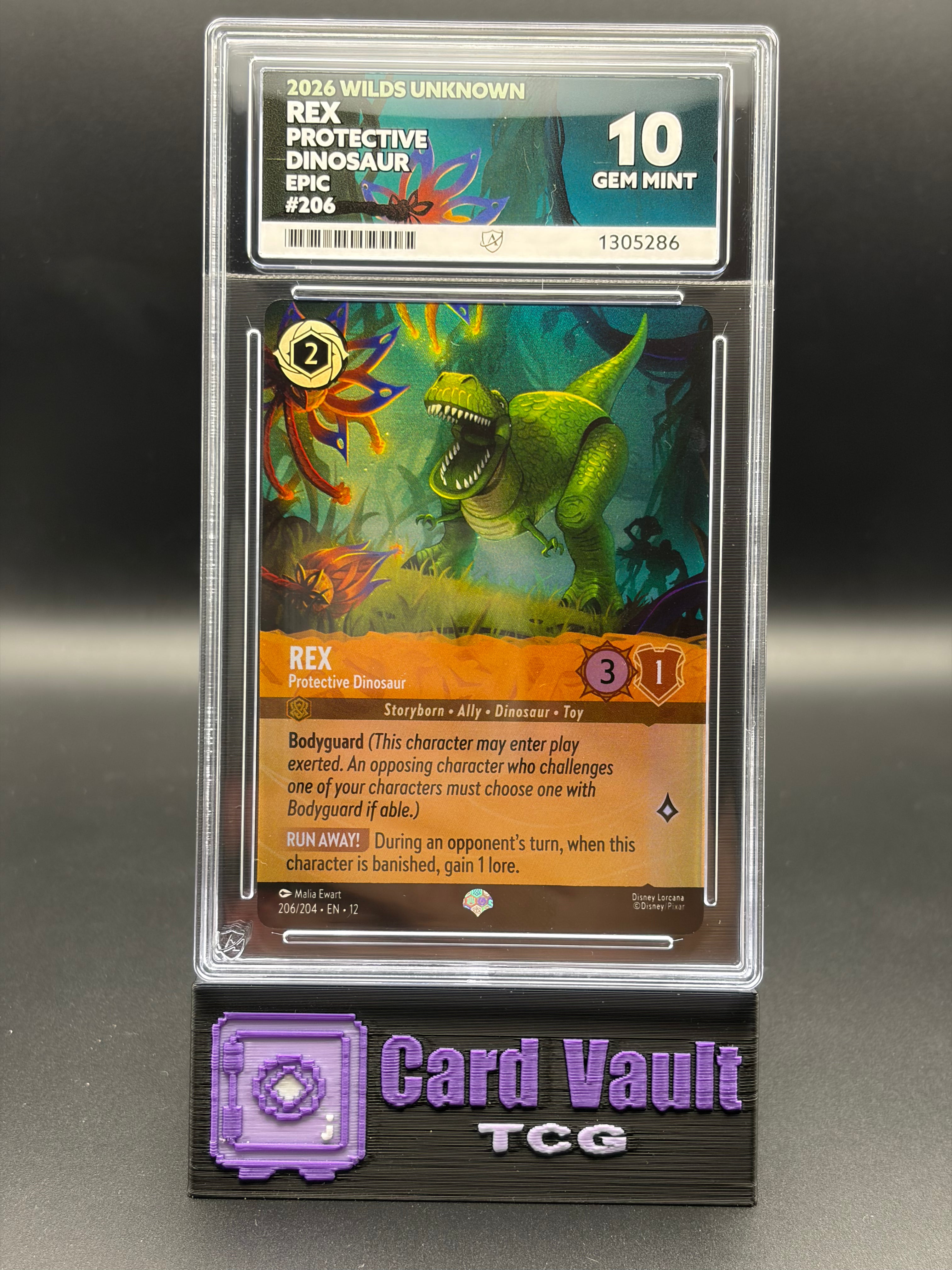 ACE Graded 10 Gem Mint Disney Lorcana Rex 206/204 Epic Wilds Unknown