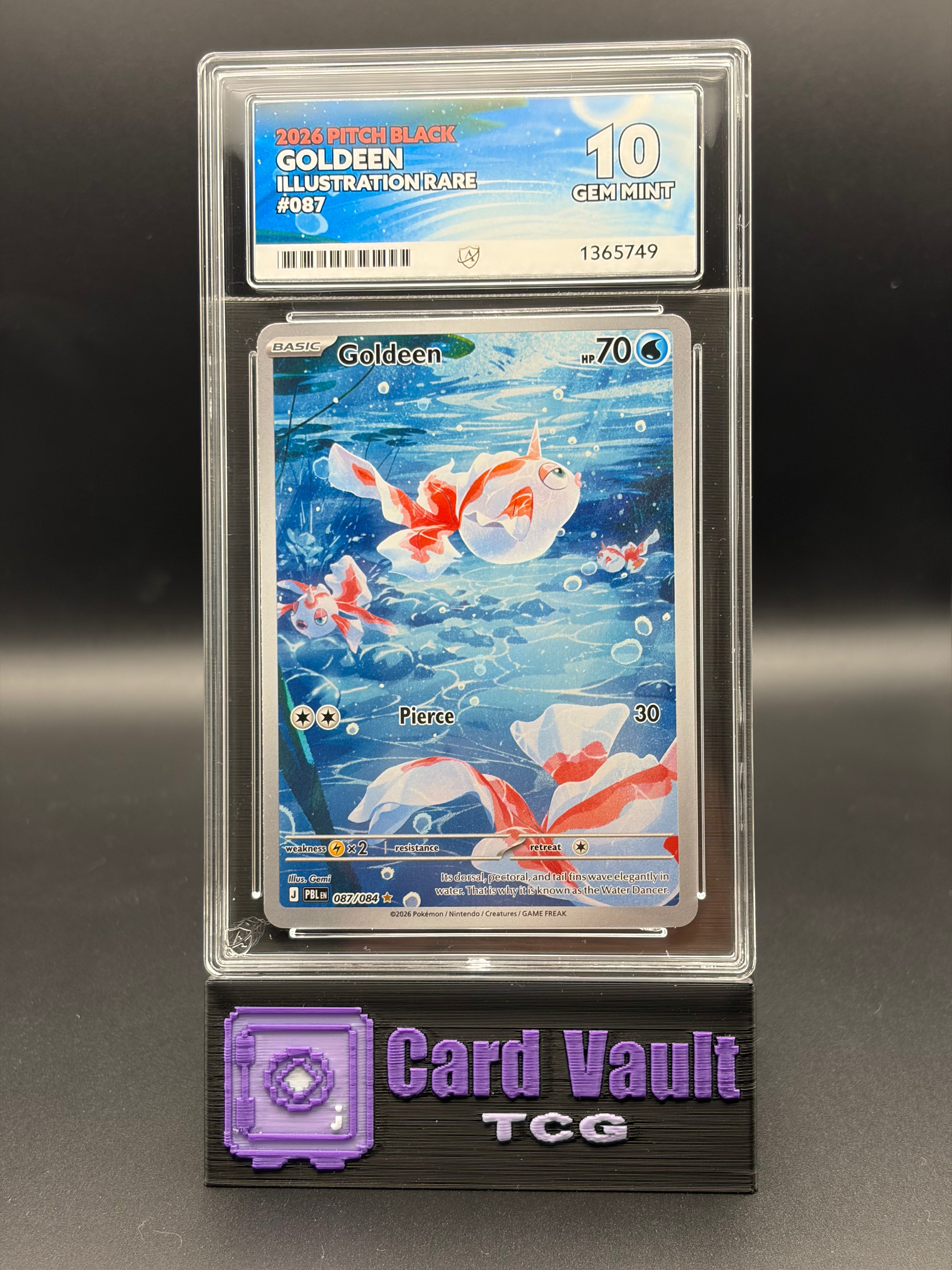 Ace Grading 10 Gem Mint Perfect Sub Grades Goldeen Pitch Black IR 087/084