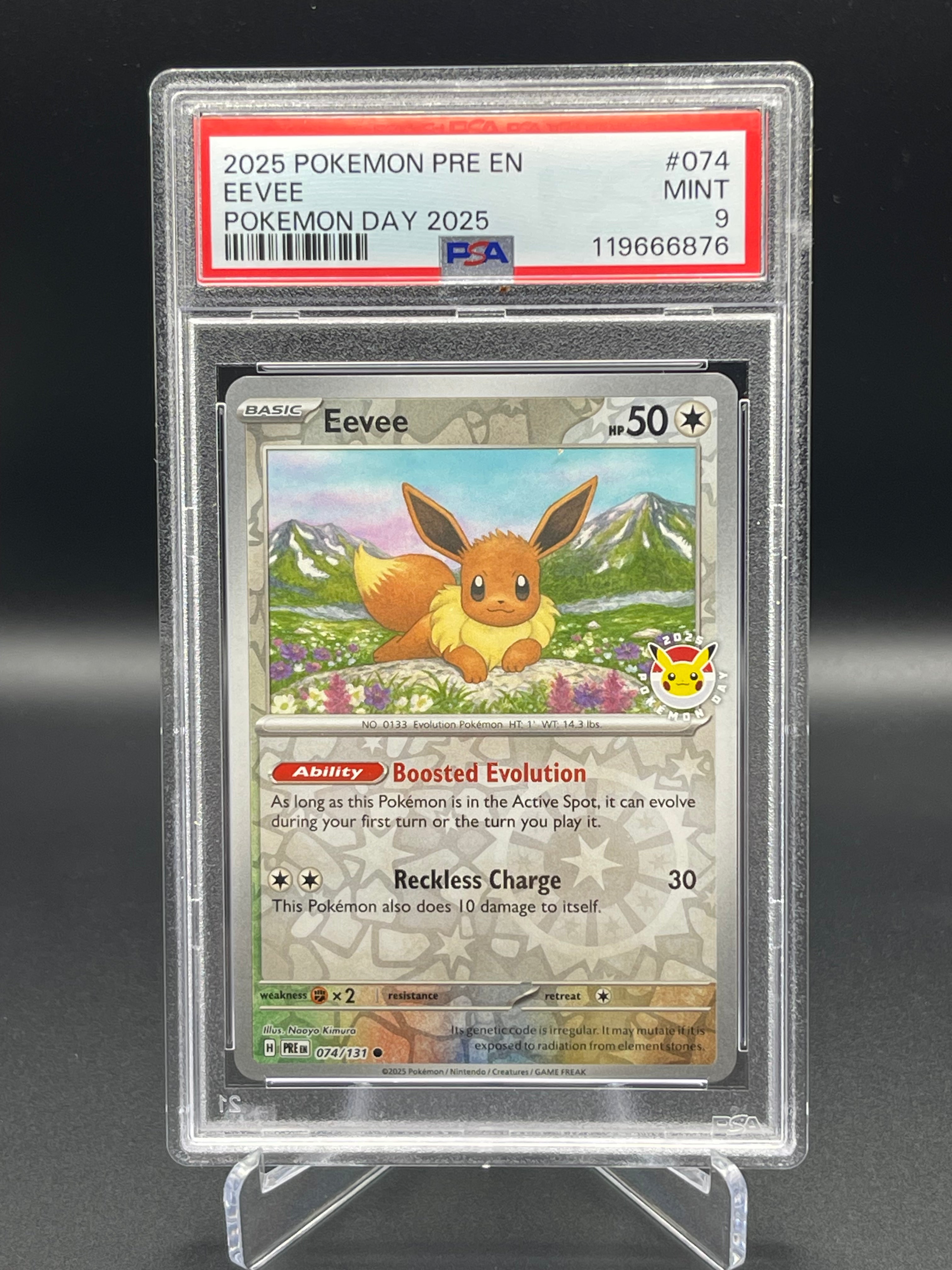 PSA 9 MINT Eevee 074/131 Pokemon Day 2025 STAMPED