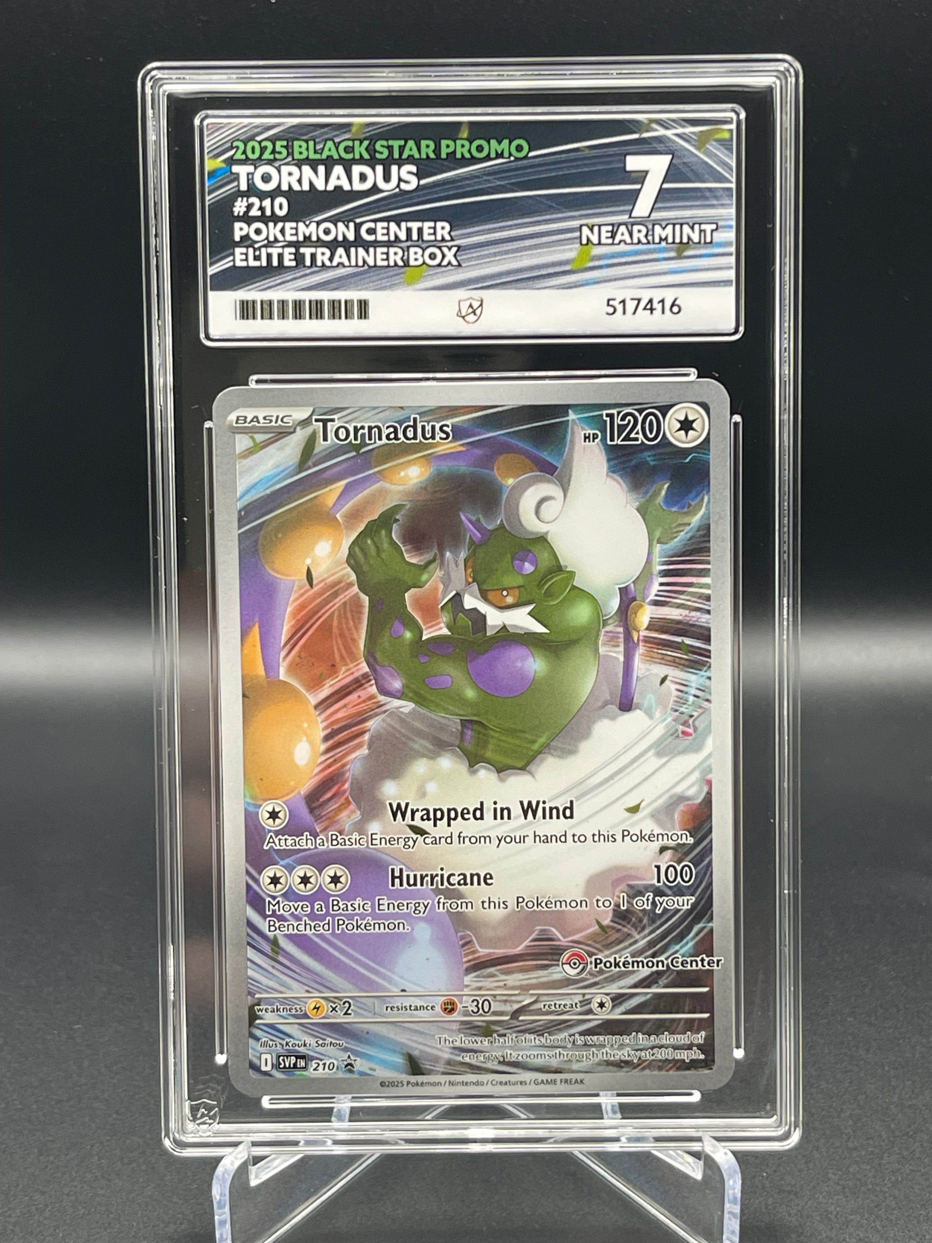 ACE GRADED 7 NEAR  MINT Pokemon Center stamp Tornadus SVP 210