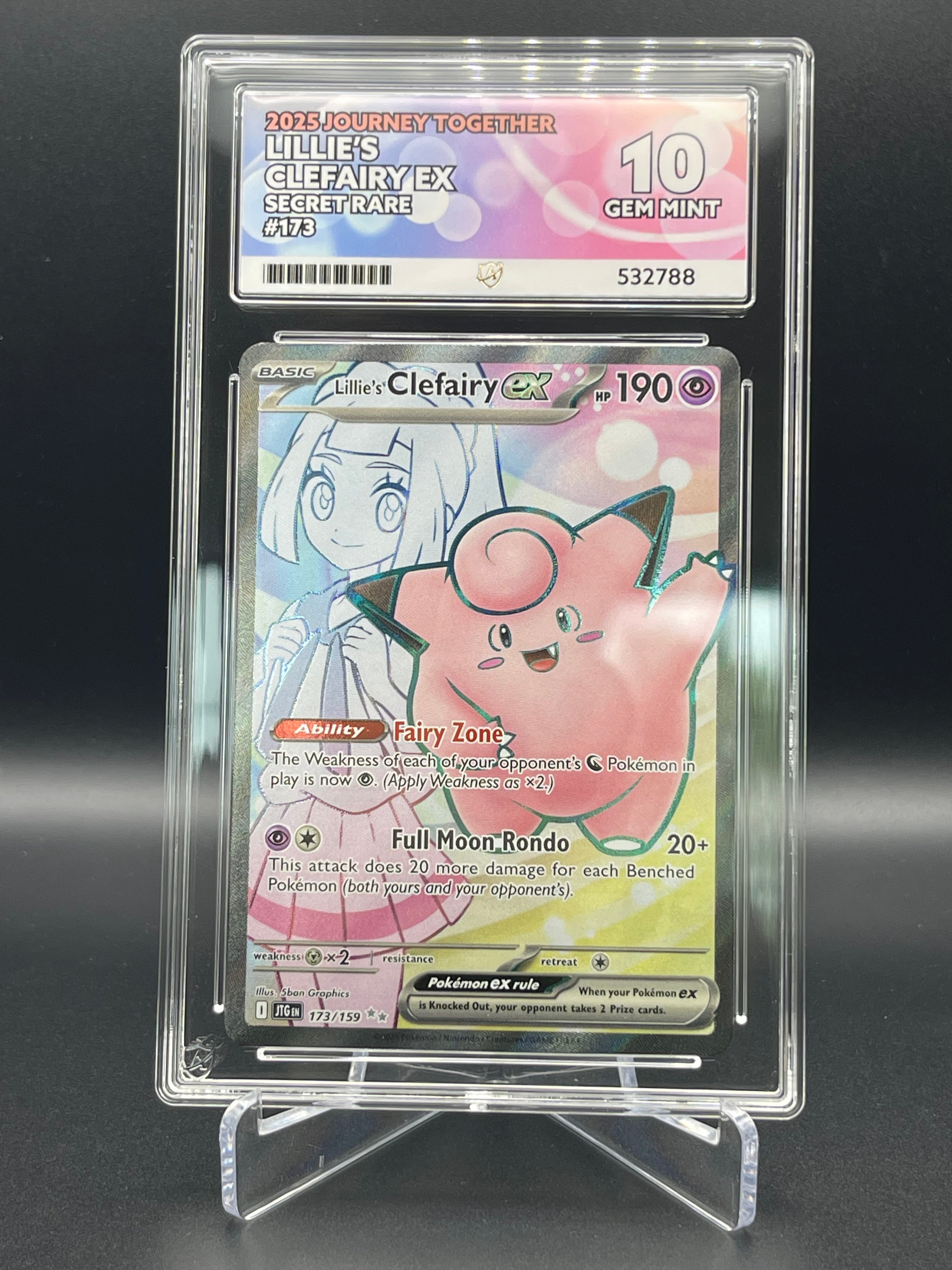 Ace Graded 10 Gem Mint Lillie's Clefairy 173/159