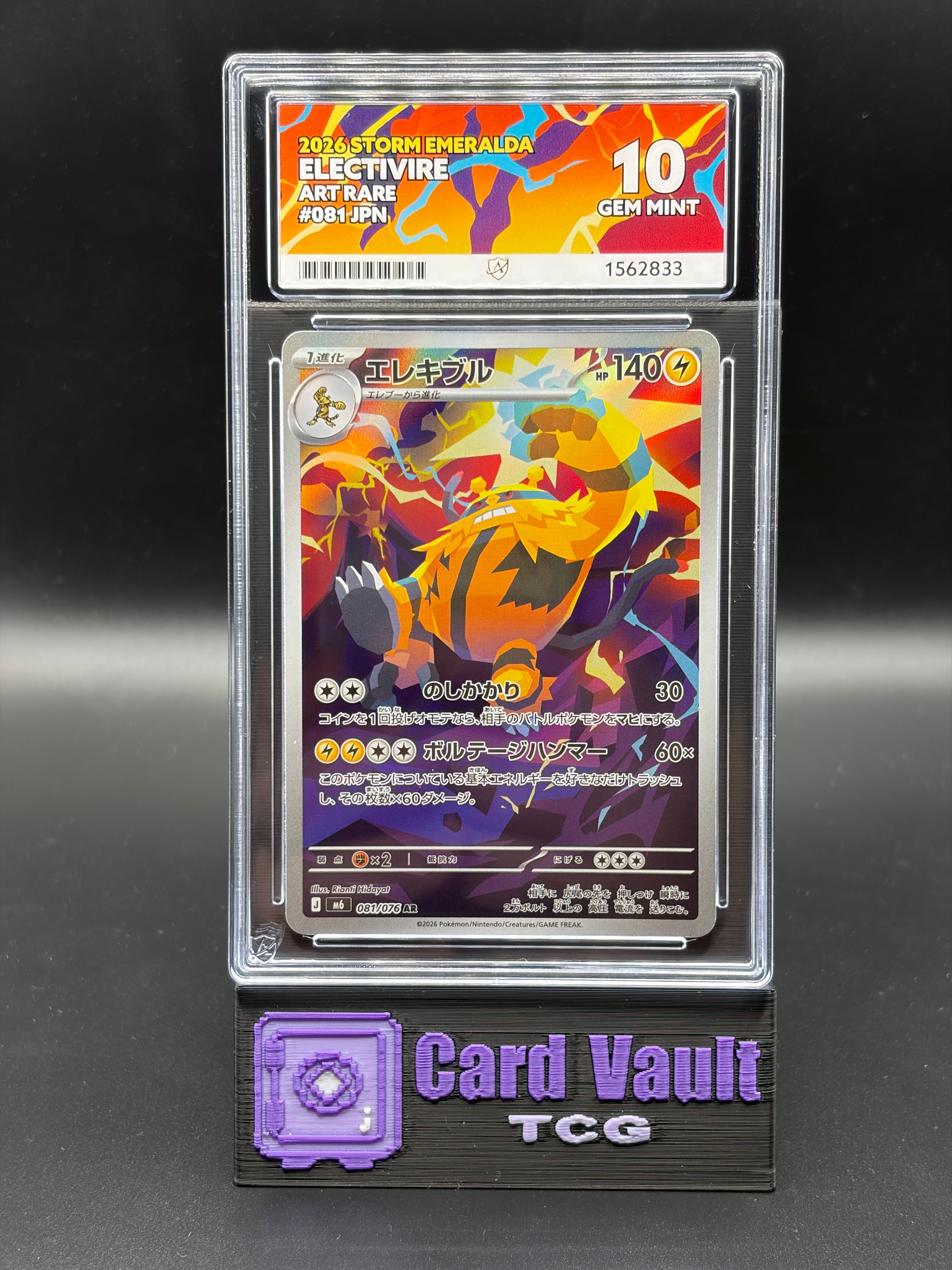 ACE GRADING 10 GEM MINT Perfect Sub Grades Electivire 081 Storm Emeralda