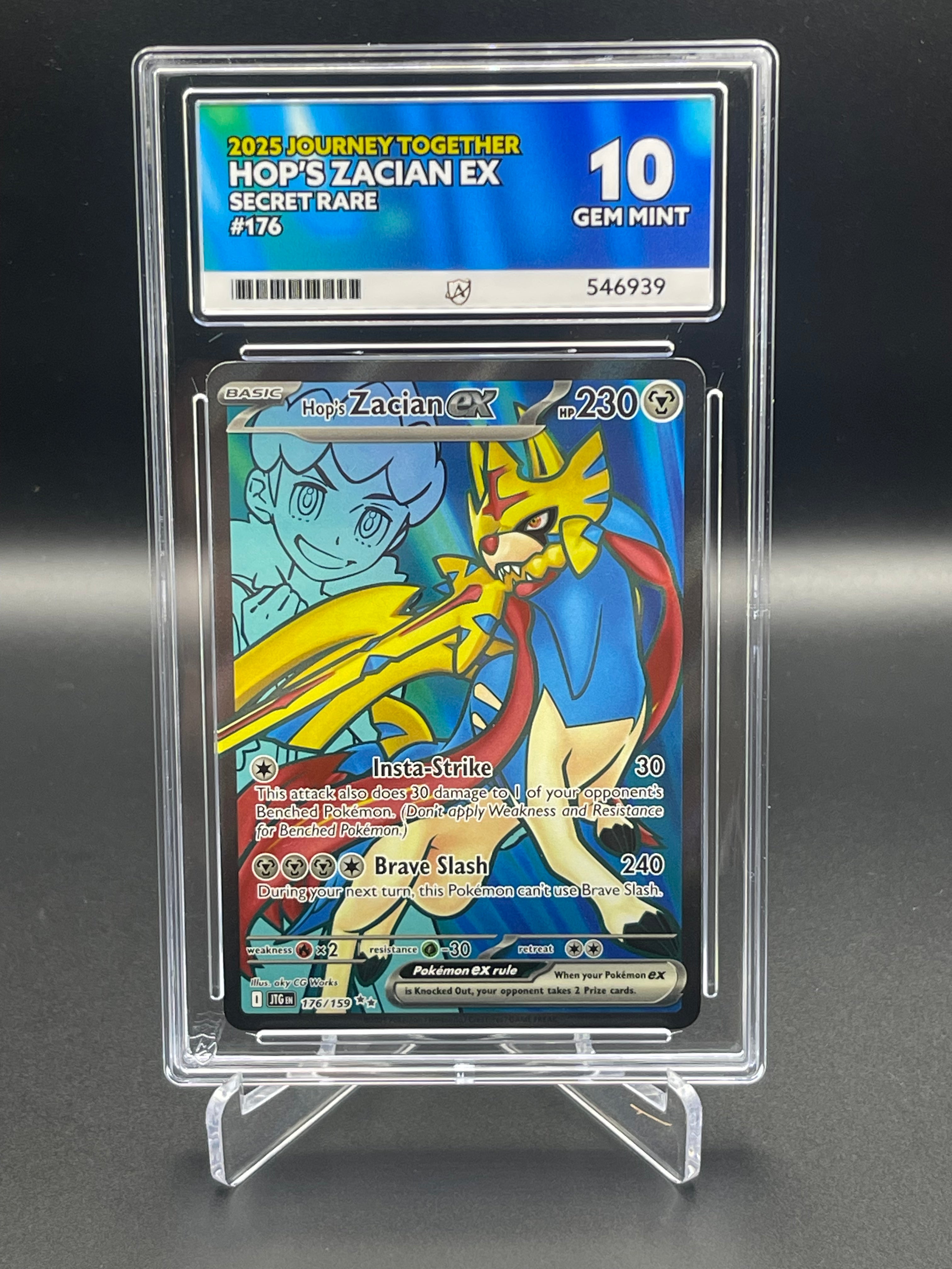 ACE GRADED 10 GEM MINT Hops Zacian 176/159