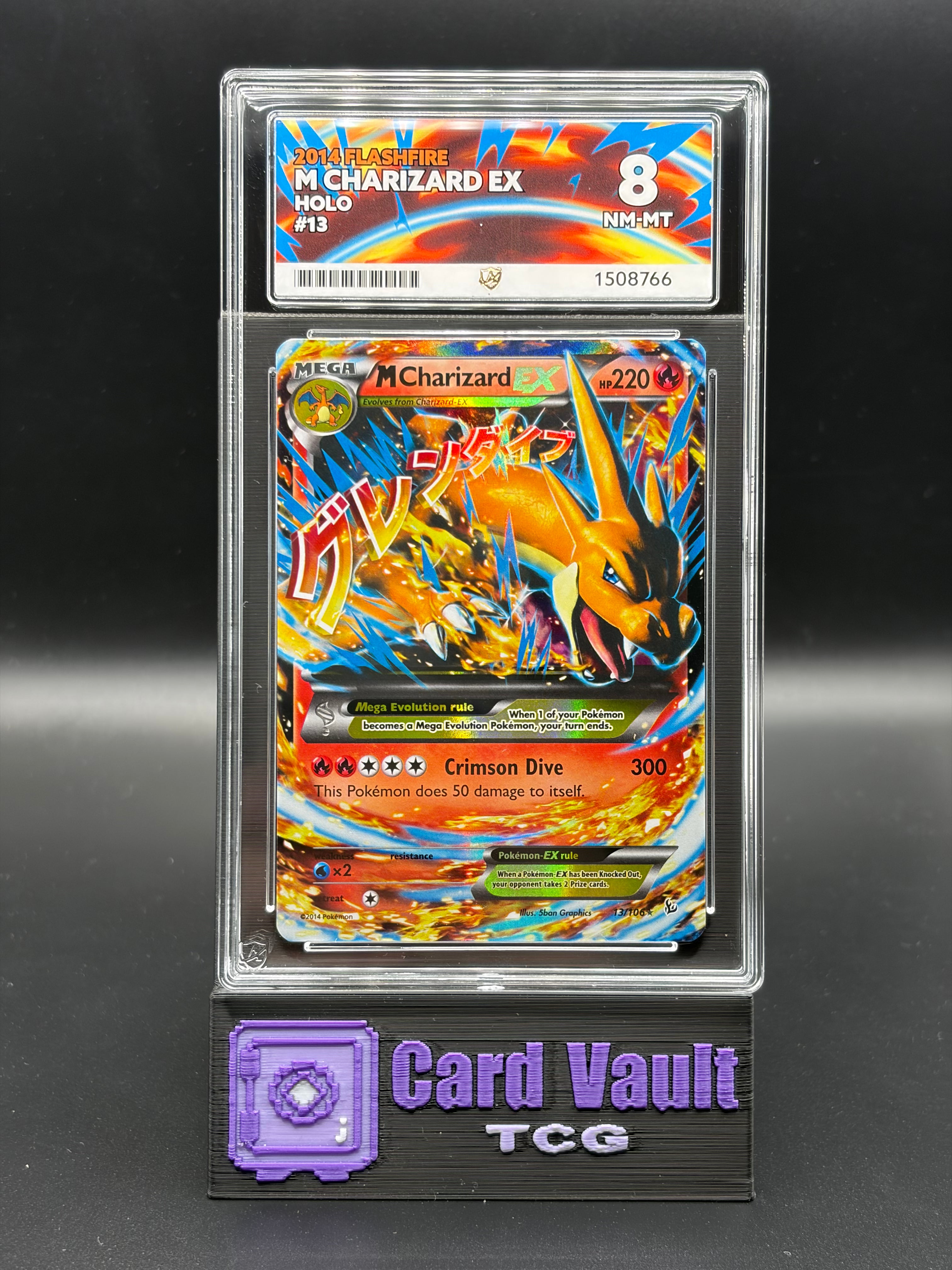 ACE GRADING 8 NEAR MINT/MINT CHARIZARD EX FLASHFIRE 2014 13/106