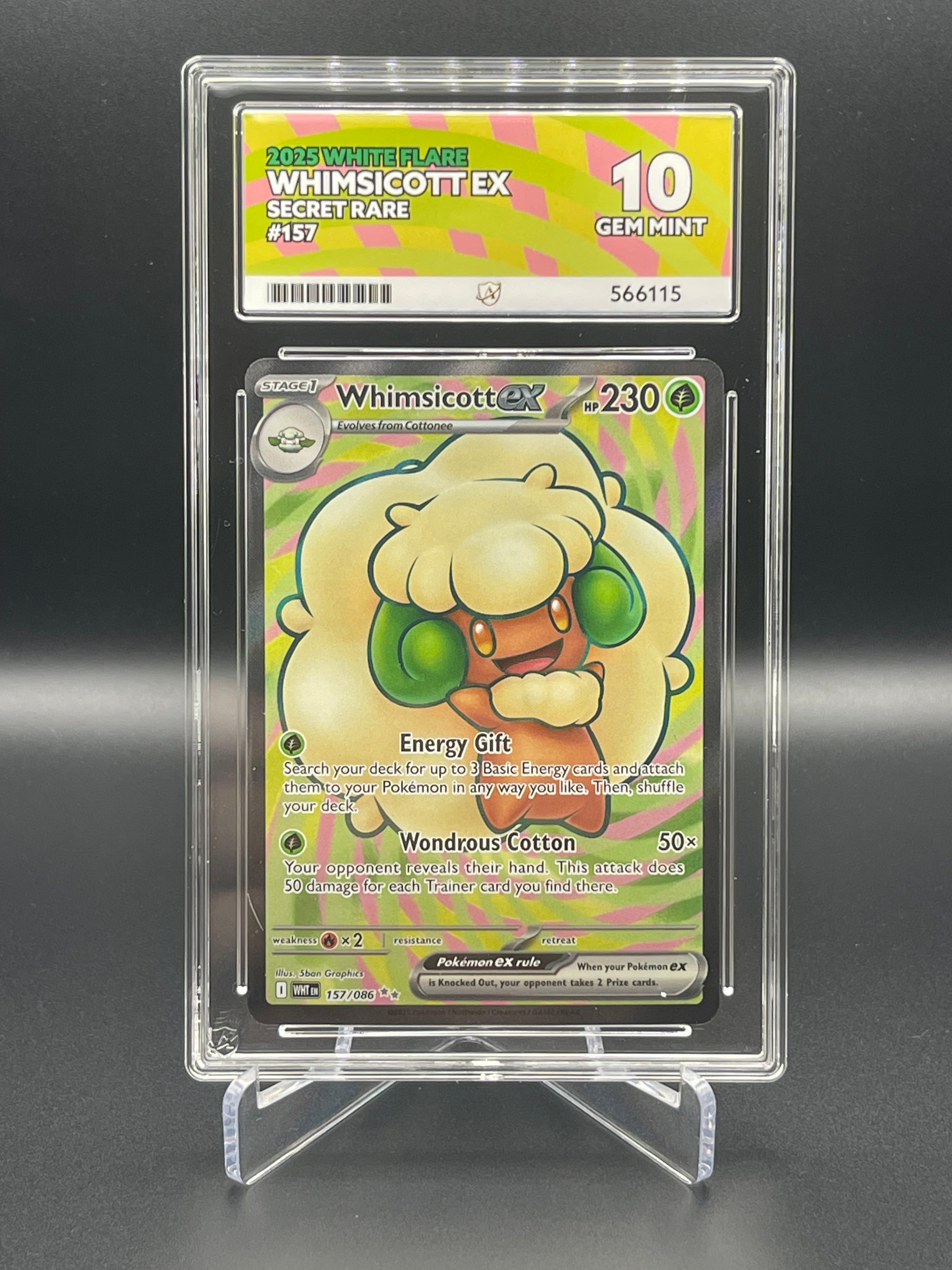 ACE Graded 10 Gem Mint Whimsicott ex 157/086 - White Flare