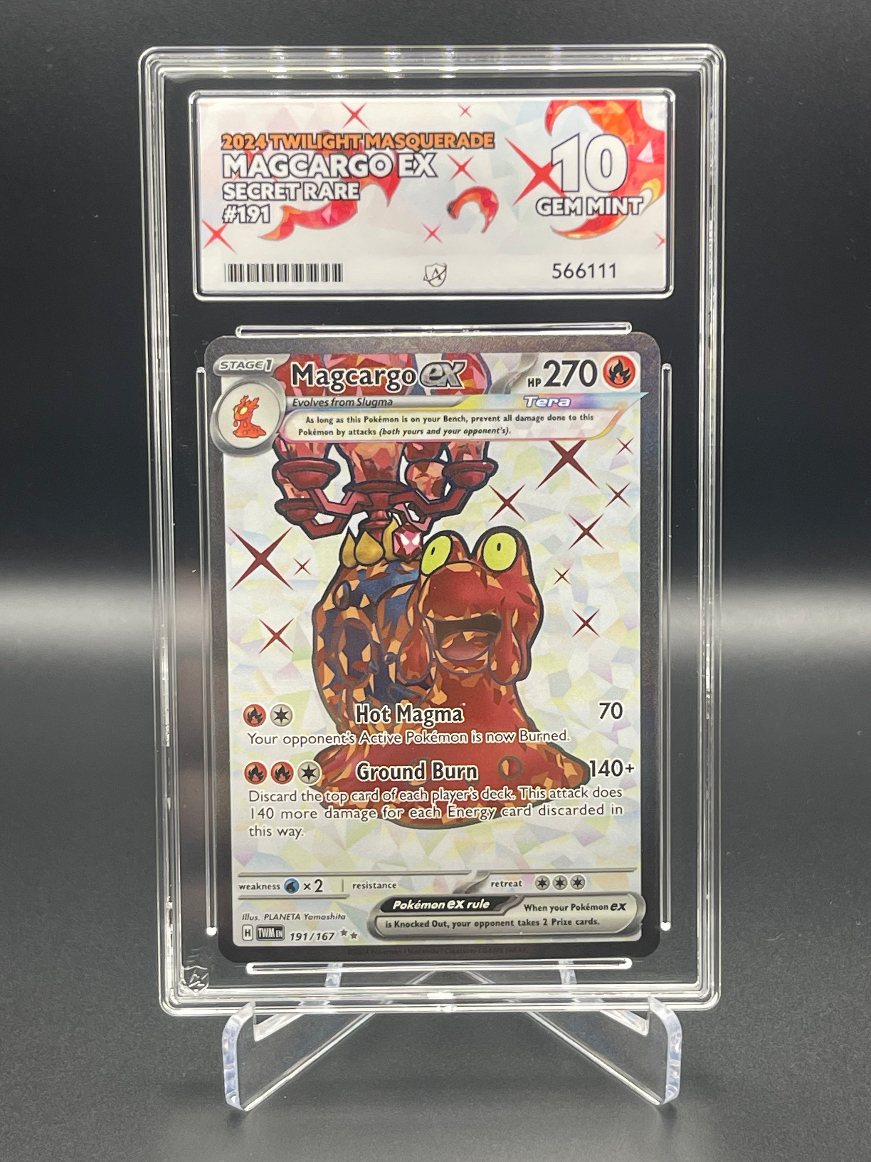 ACE GRADED 10 GEM MINT Magcargo 191/167 Twilight Masquerade