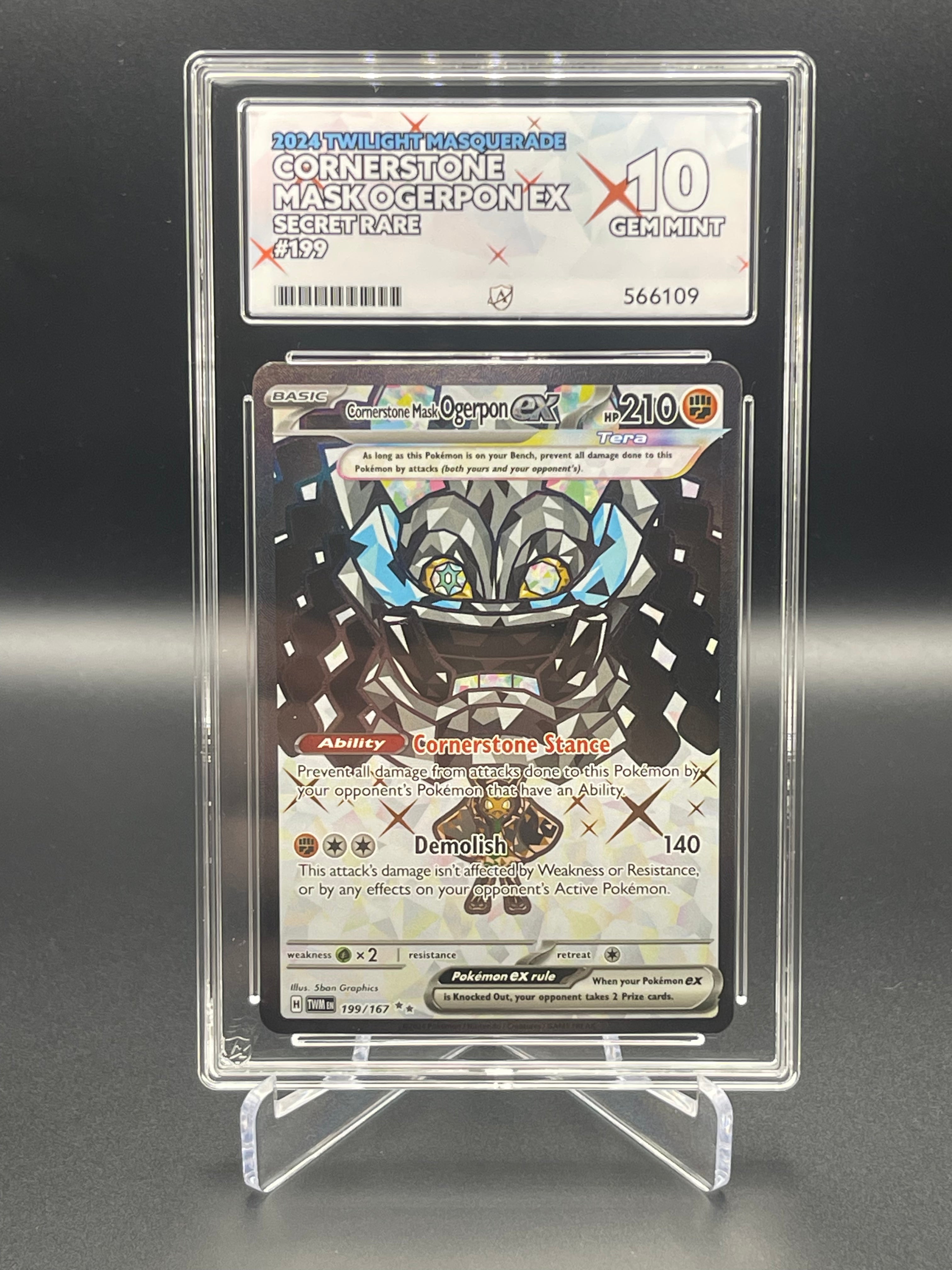 ACE GRADED 10 GEM MINT Cornerstone Mask Ogerpon 199/167