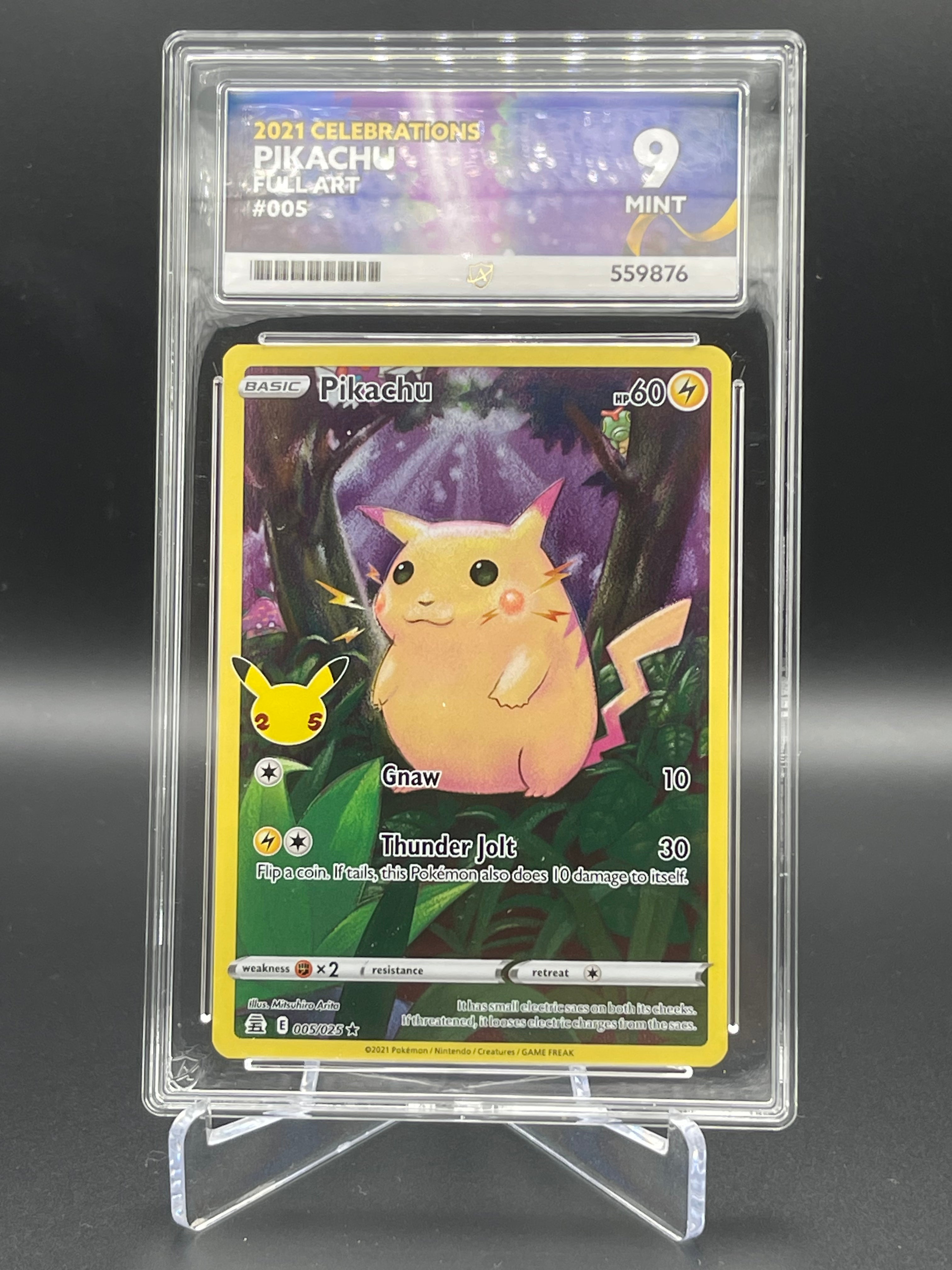 ACE GRADED 9 MINT Pikachu 005/025 Celebrations Holo