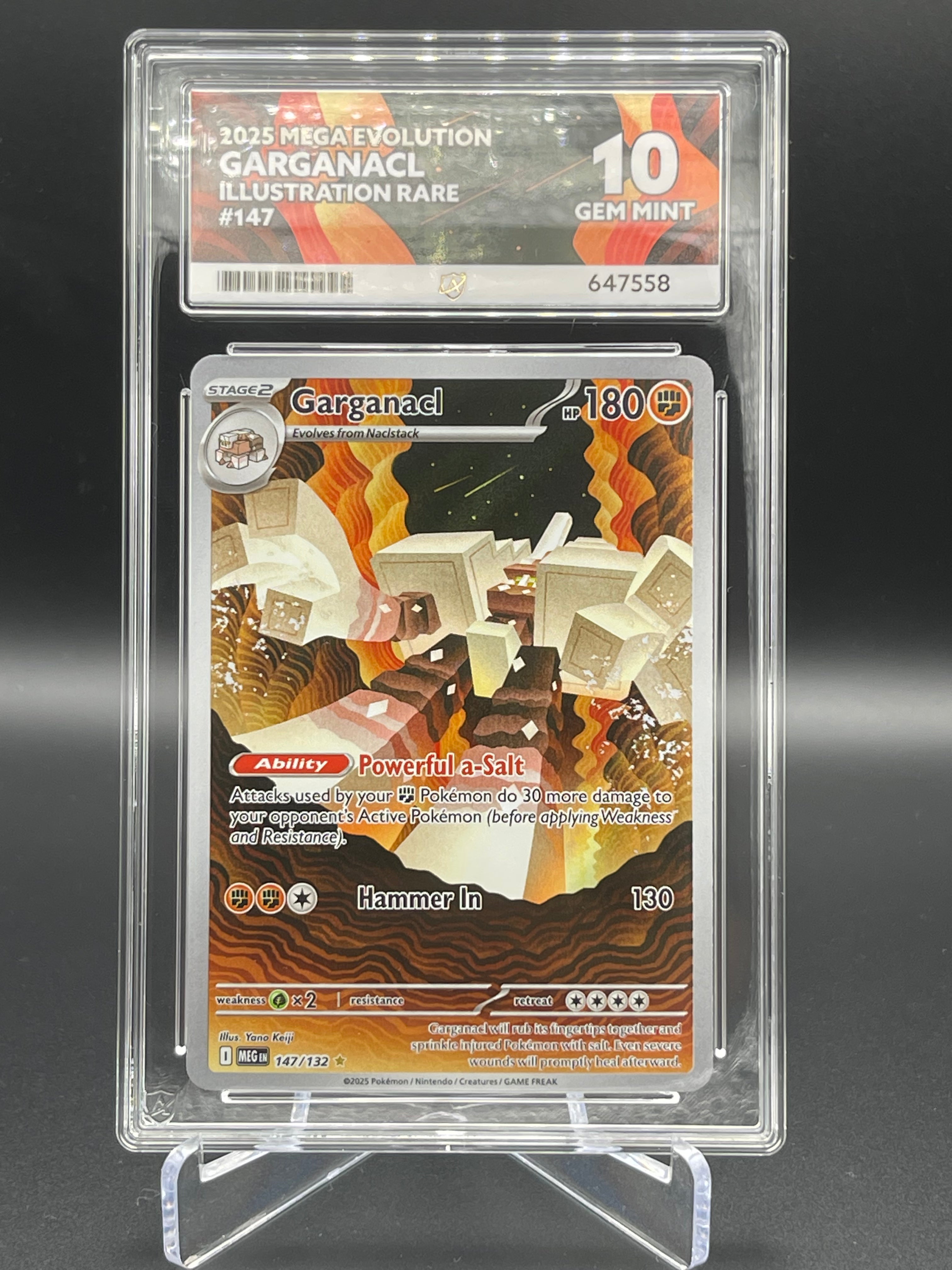 ACE GRADED 10 GEM MINT Pokemon Garganacl 147/132 Mega Evolution